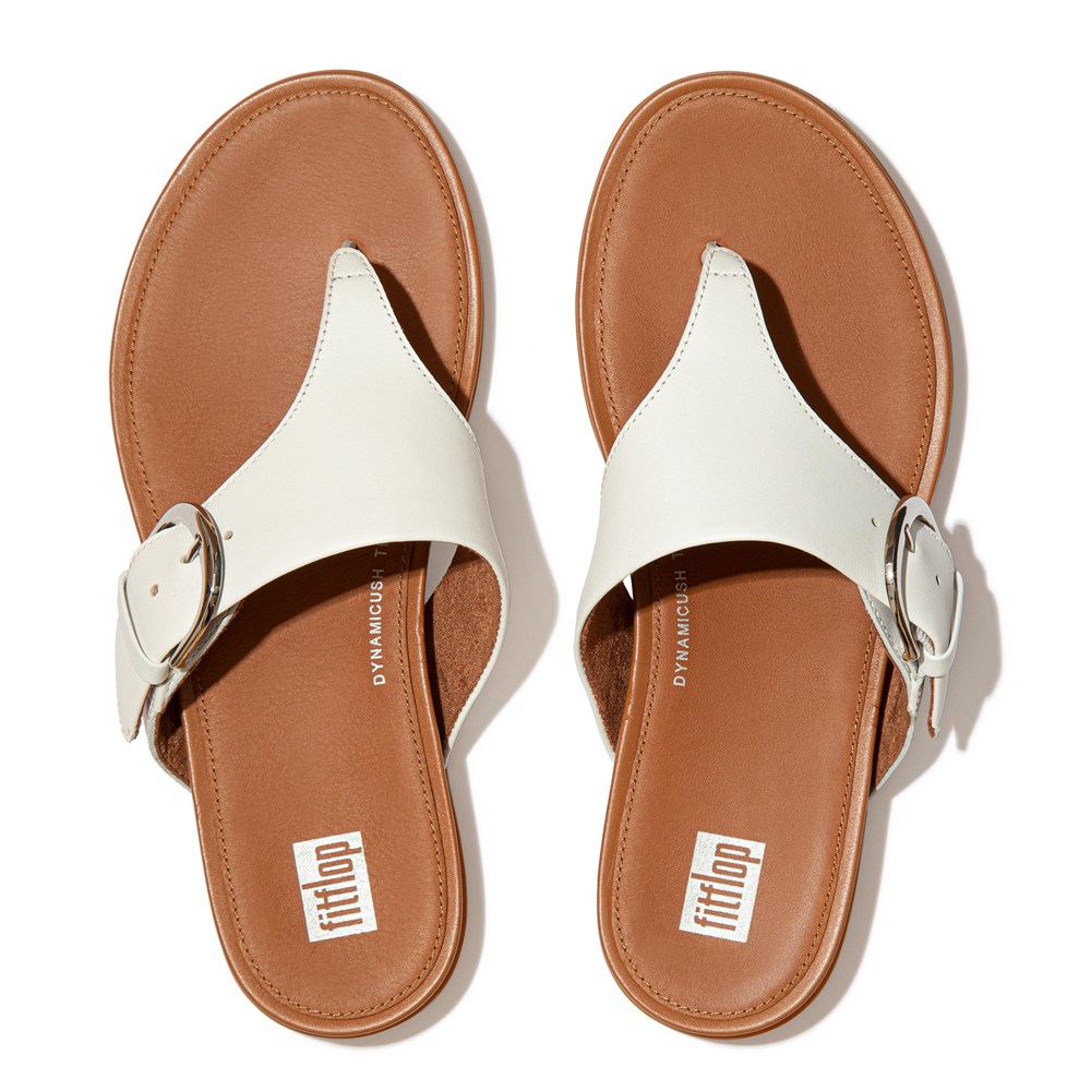 Fitflop Womens Sandals White - Gracie Buckle Leather Toe-post - 16CRMLKVD